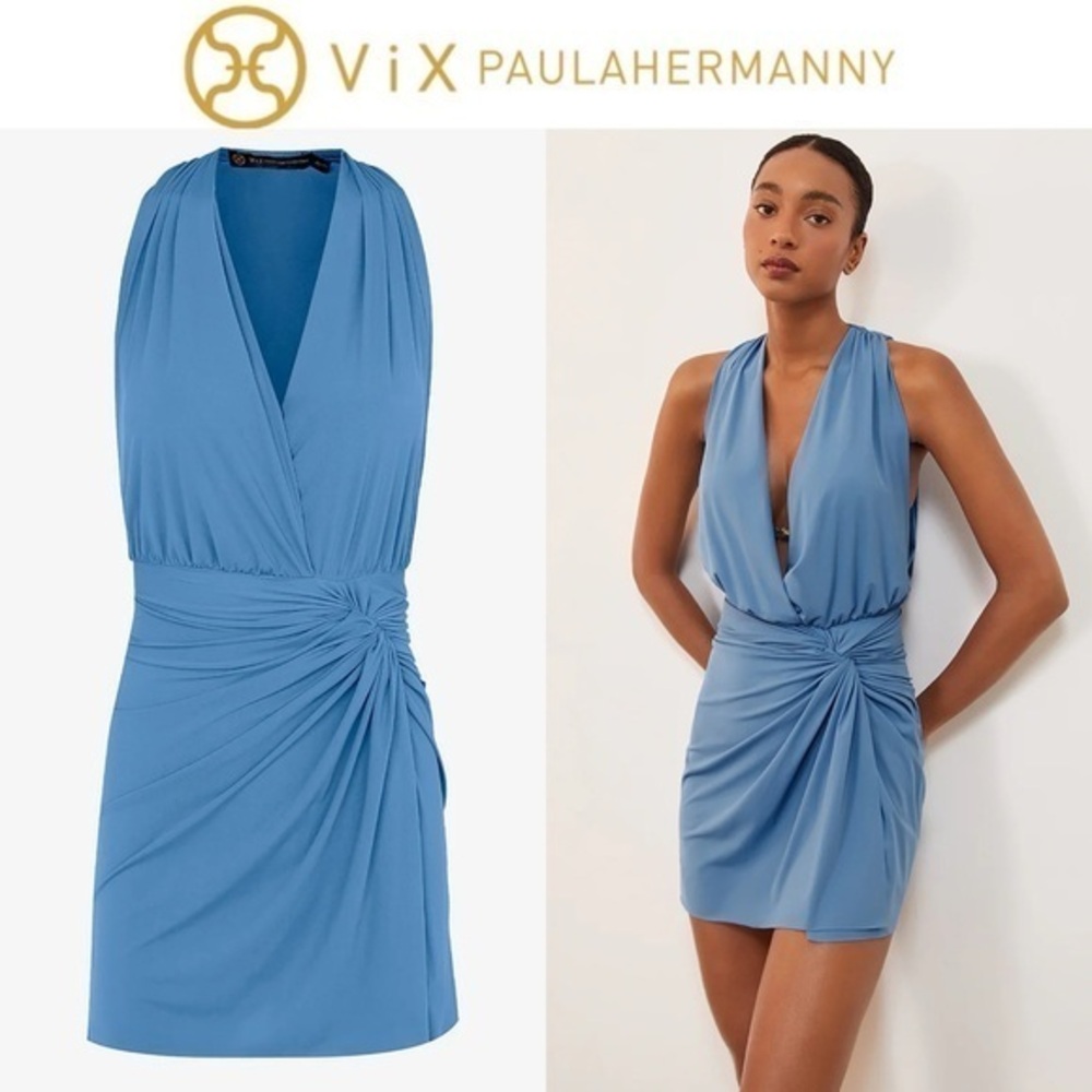 VIX Karina gathered stretch-jersey coverup sz L in Blue 168$